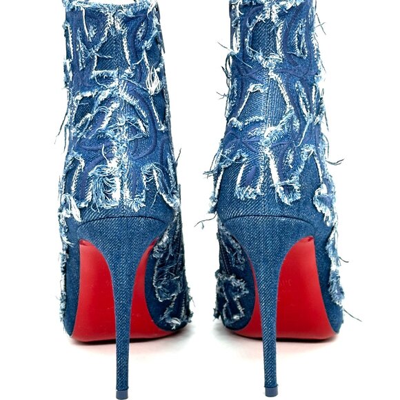 Christian Louboutin SO KATE BOOTY 100 Denim Ankle Bootie Boots Heels - Picture 10 of 16